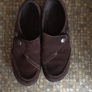 Clark suede slip-on shoes